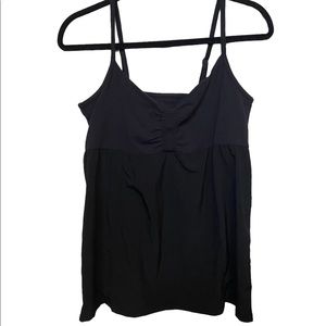 Athleta Black Ruched Front Smocked Back Adjustable Strap Size Large Tank Top.
